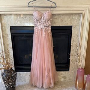 JOVANI blush pink chiffon dress